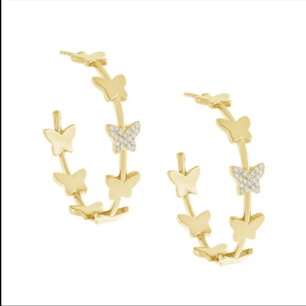 New Women’s Lovely Butterfly Big Hoop Earrings - Picture 3 of 4